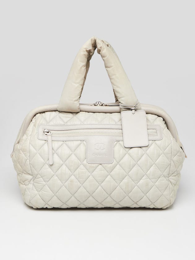 Chanel Dark White Quilted Nylon Coco Cocoon Large Zip Tote Bag