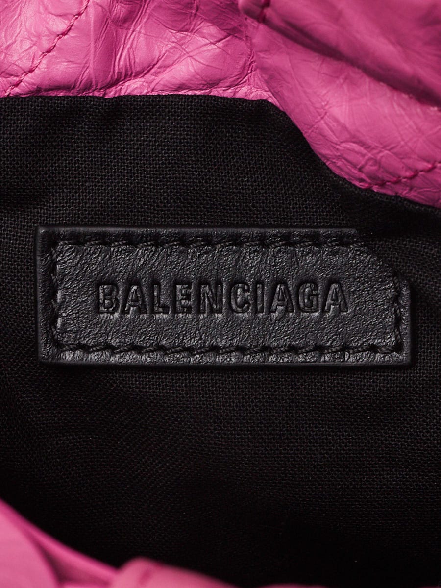 Balenciaga Pink Quilted Calfskin Leather XS Crush Tote Bag