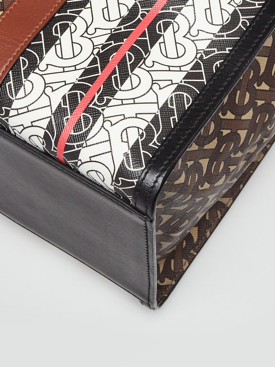 Burberry Tb E-Canvas Stripe Vertical #275340B60B Burberry Bridle Brown Monogram E-Canvas Stripe Vertical Tote  main image 2