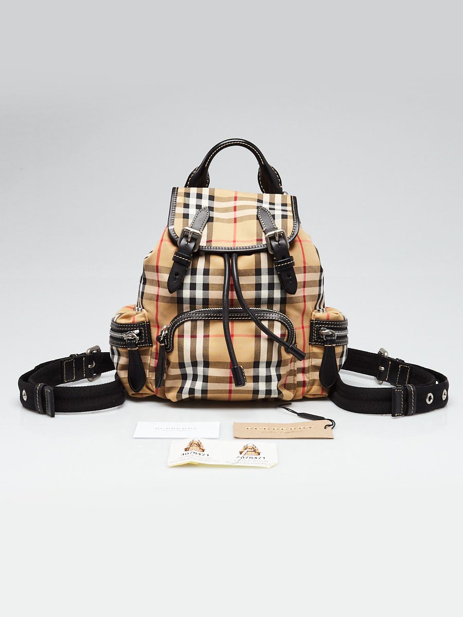 Burberry Antique Yellow Vintage Check Nylon Small Rucksack