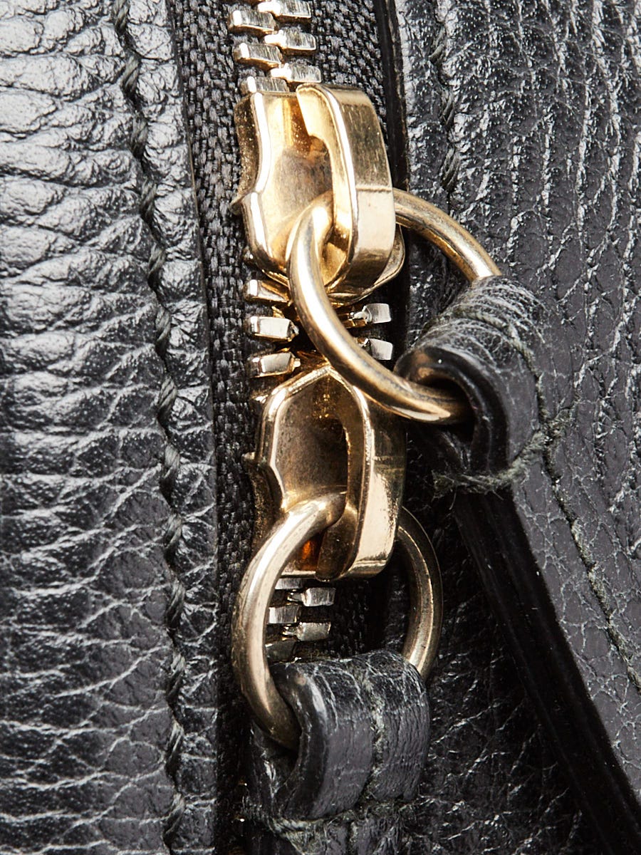 Gucci Black Pebbled Leather Soho Chain Backpack Bag