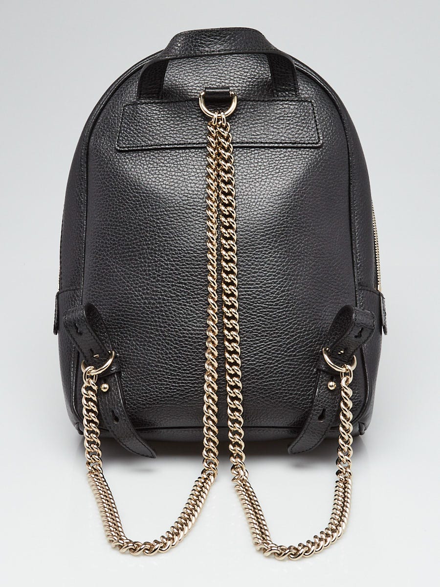 新製品情報も満載 Leather Pebbled Black Gucci Soho Bag Backpack Chain バッグ