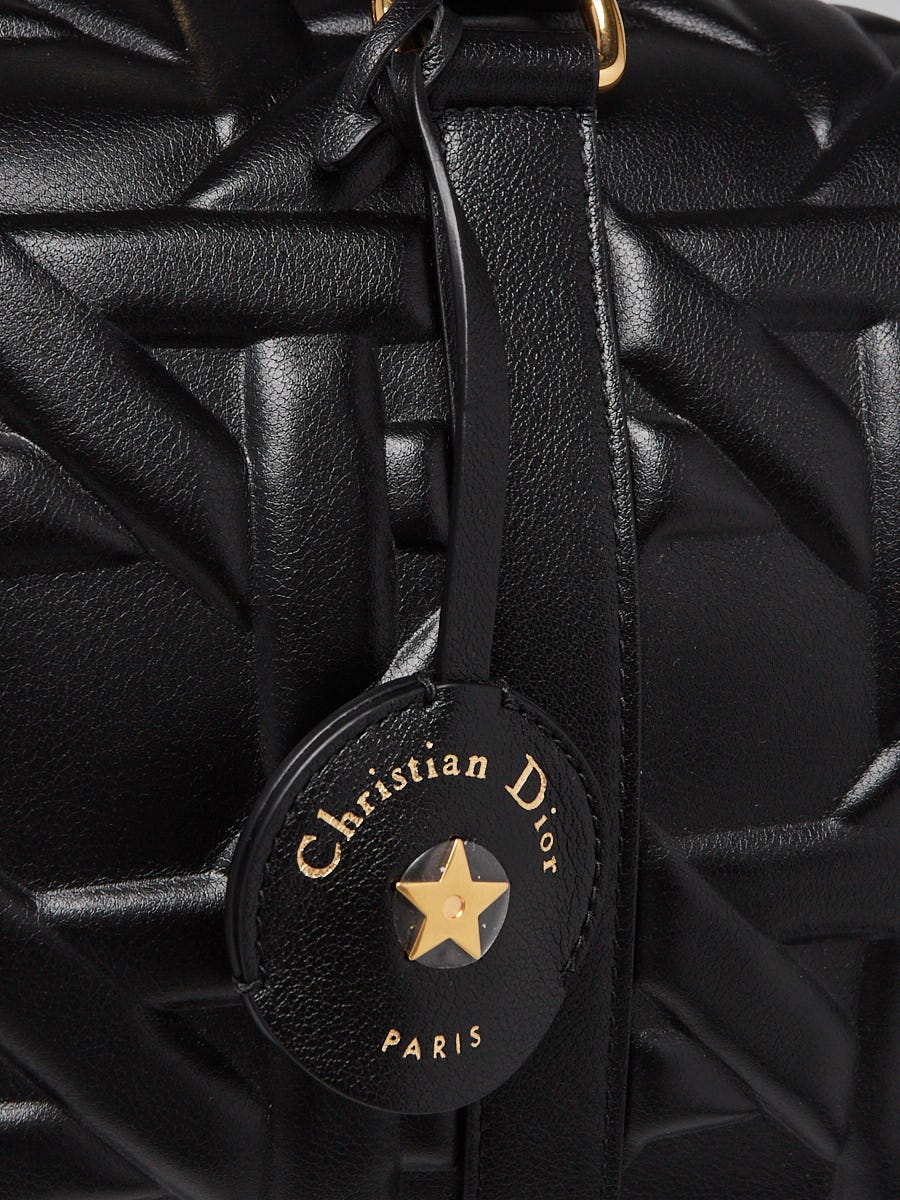 Christian Dior Black Embossed Leather Calfskin Leather Groove 25