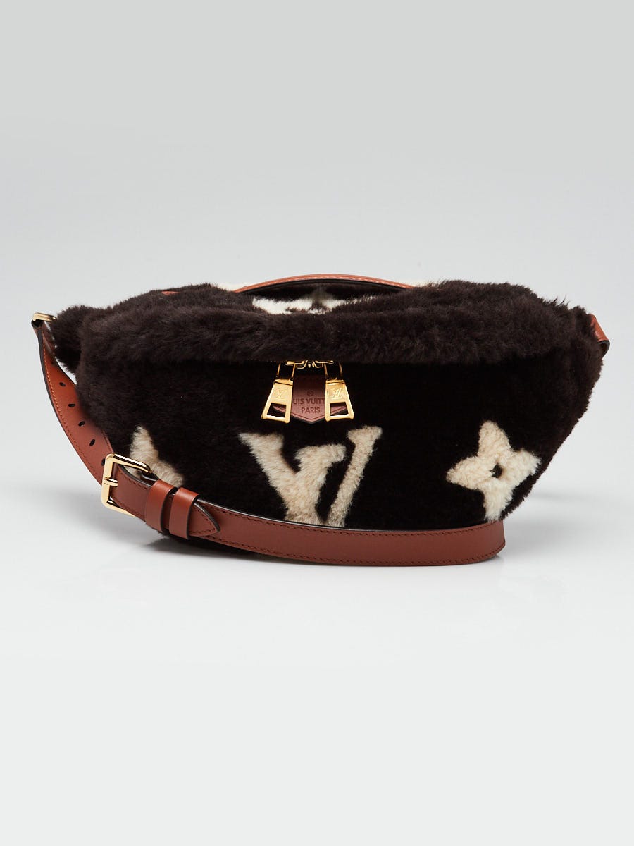 Louis Vuitton Chocolate Creme Giant Monogram Shearling Bumbag