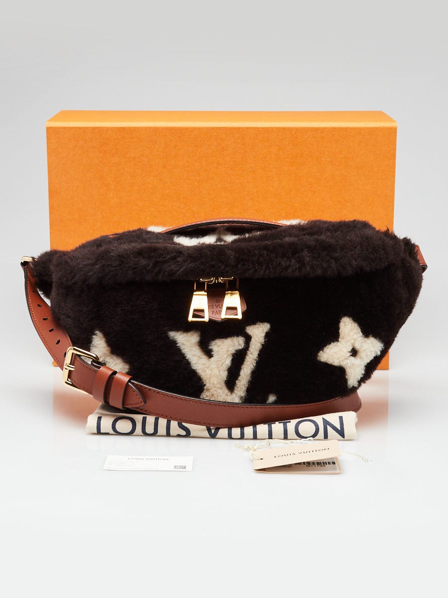 Louis Vuitton Chocolate Creme Giant Monogram Shearling Bumbag