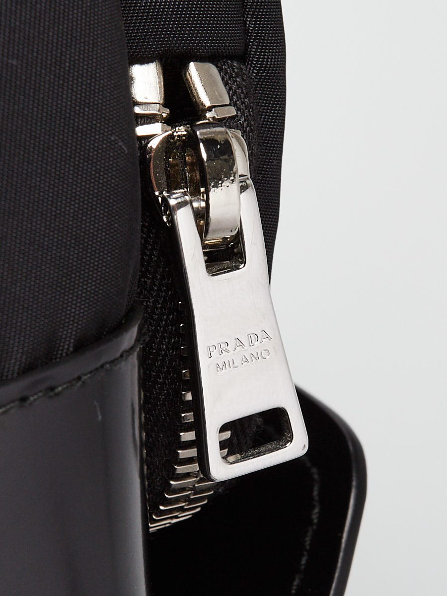Prada Black Tessuto Nylon/Patent Leather Logo Buckle