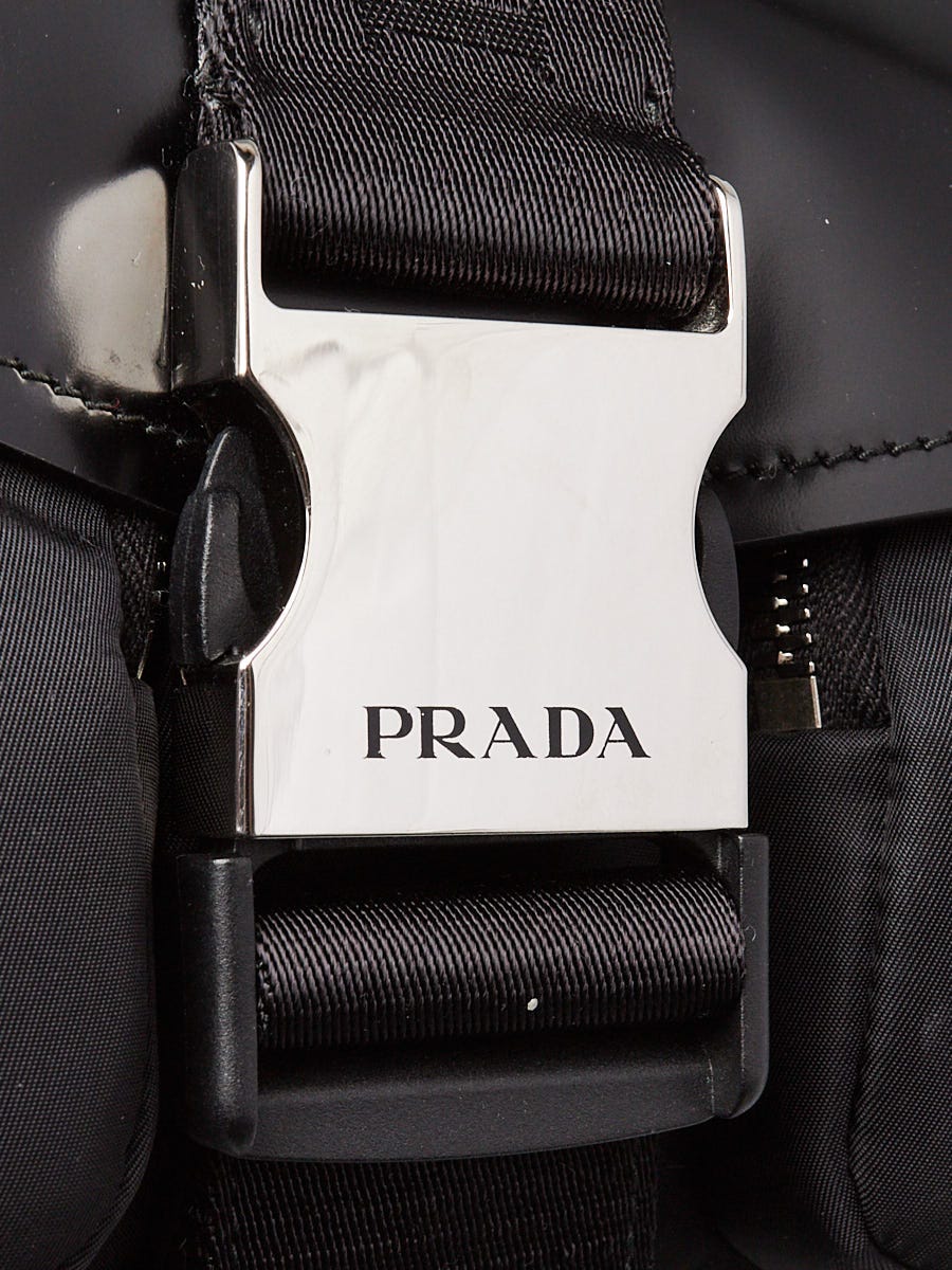 Prada Black Tessuto Nylon/Patent Leather Logo Buckle