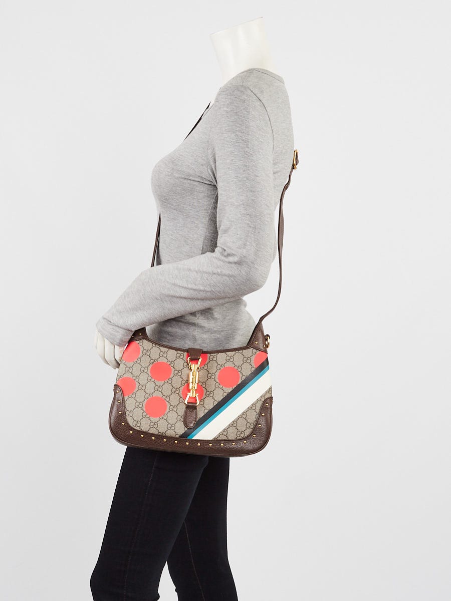 Gucci Beige/Brown/Multicolor Geometric GG Supreme Canvas Jackie 1961 Small Studded Shoulder Bag