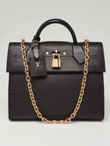 Louis Vuitton Black Leather City Steamer One Handle Bag