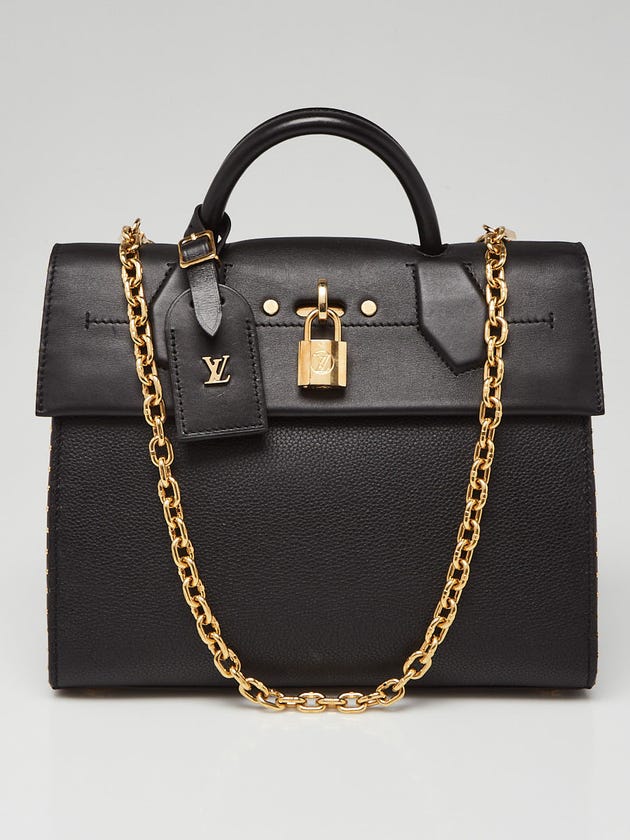 Louis Vuitton Black Leather City Steamer One Handle Bag