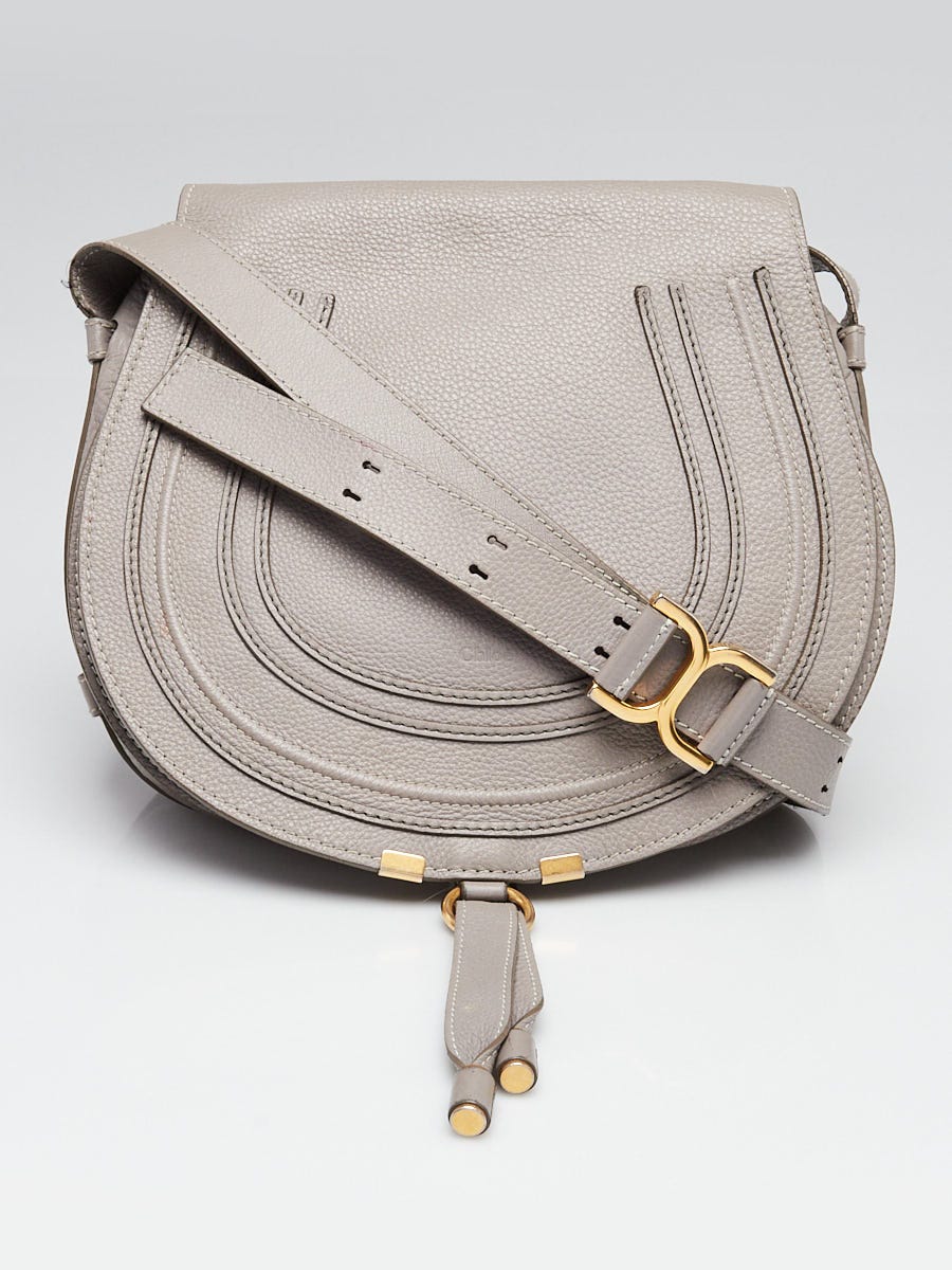 Chloe Cashmere Grey Pebbled Leather Medium Marcie Crossbody Bag
