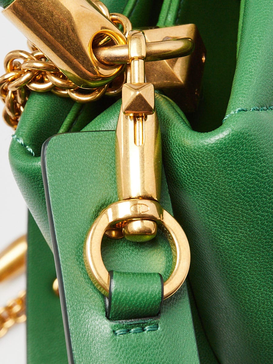 Valentino Green Nappa Leather Roman Stud Small The Handle Bag