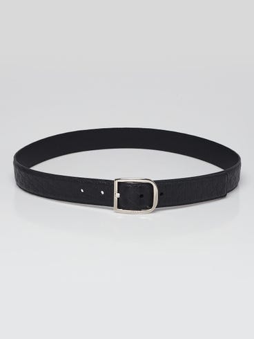 Gucci Black Leather Micro Guccissima Embossed Belt Size 85/34