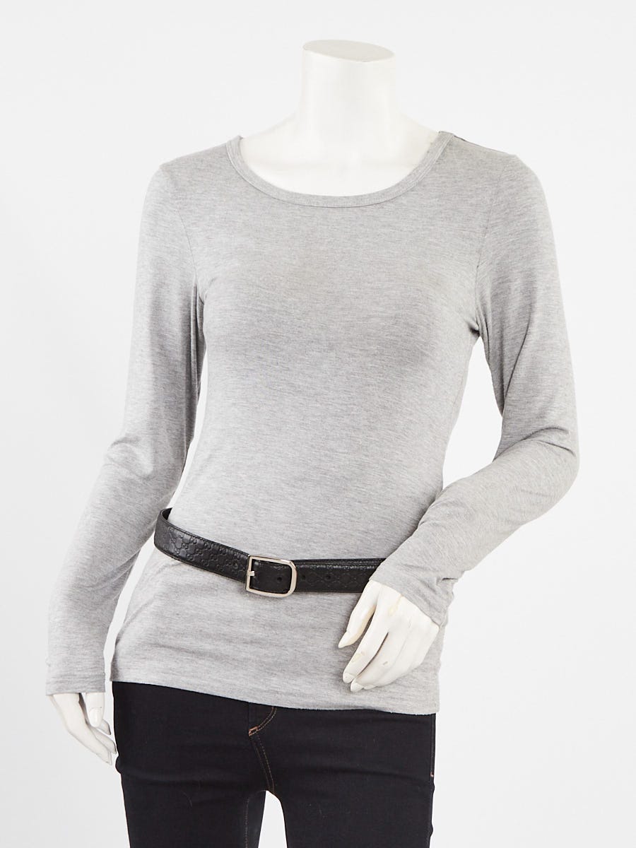 Gucci Black Leather Micro Guccissima Embossed Belt Size 85/34