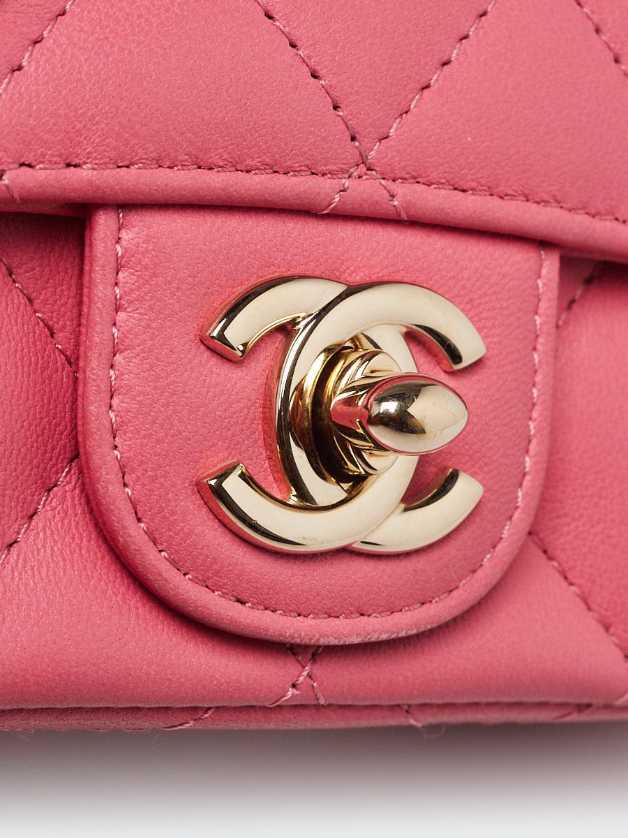Chanel Pink Quilted Lambskin Leather Peace Sign/Victory New Mini