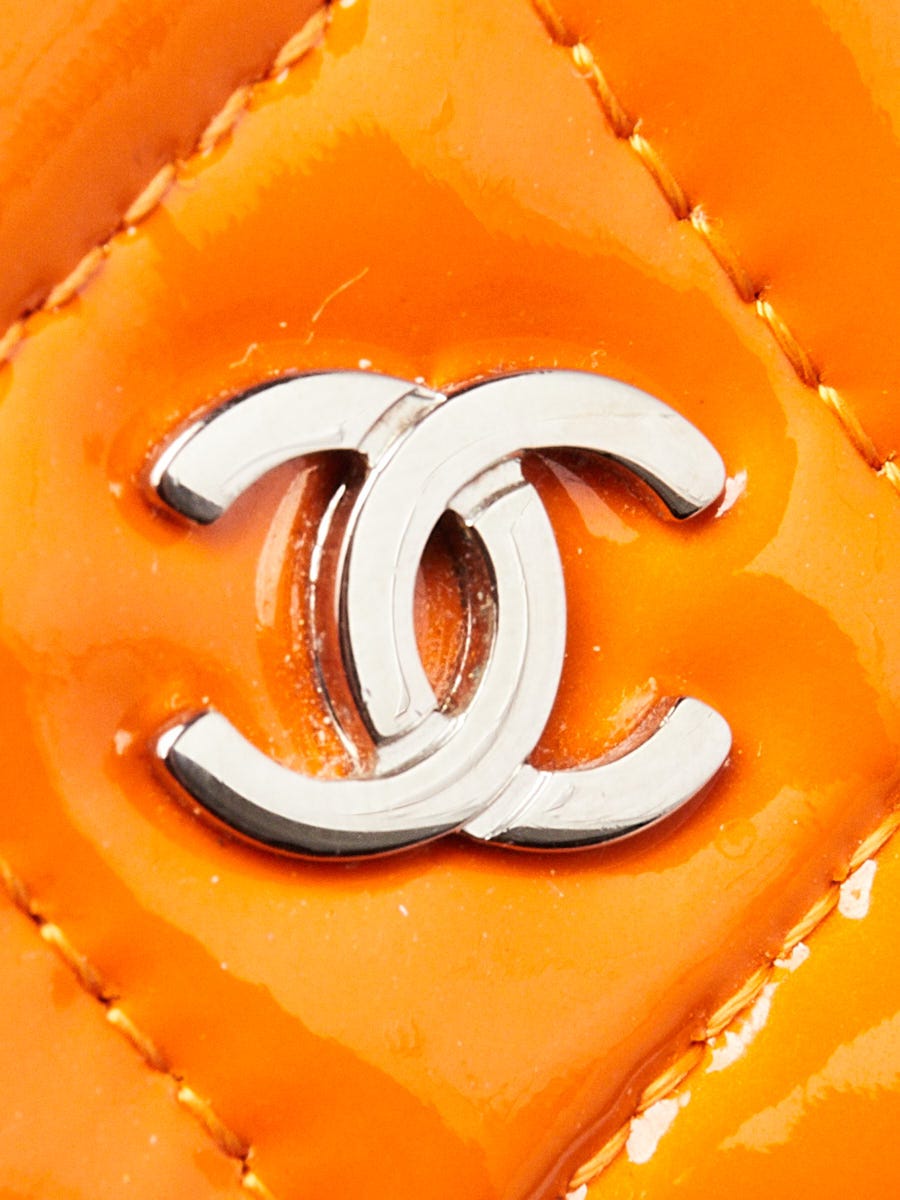 Chanel Orange Quilted Patent Leather Classic WOC Clutch Bag