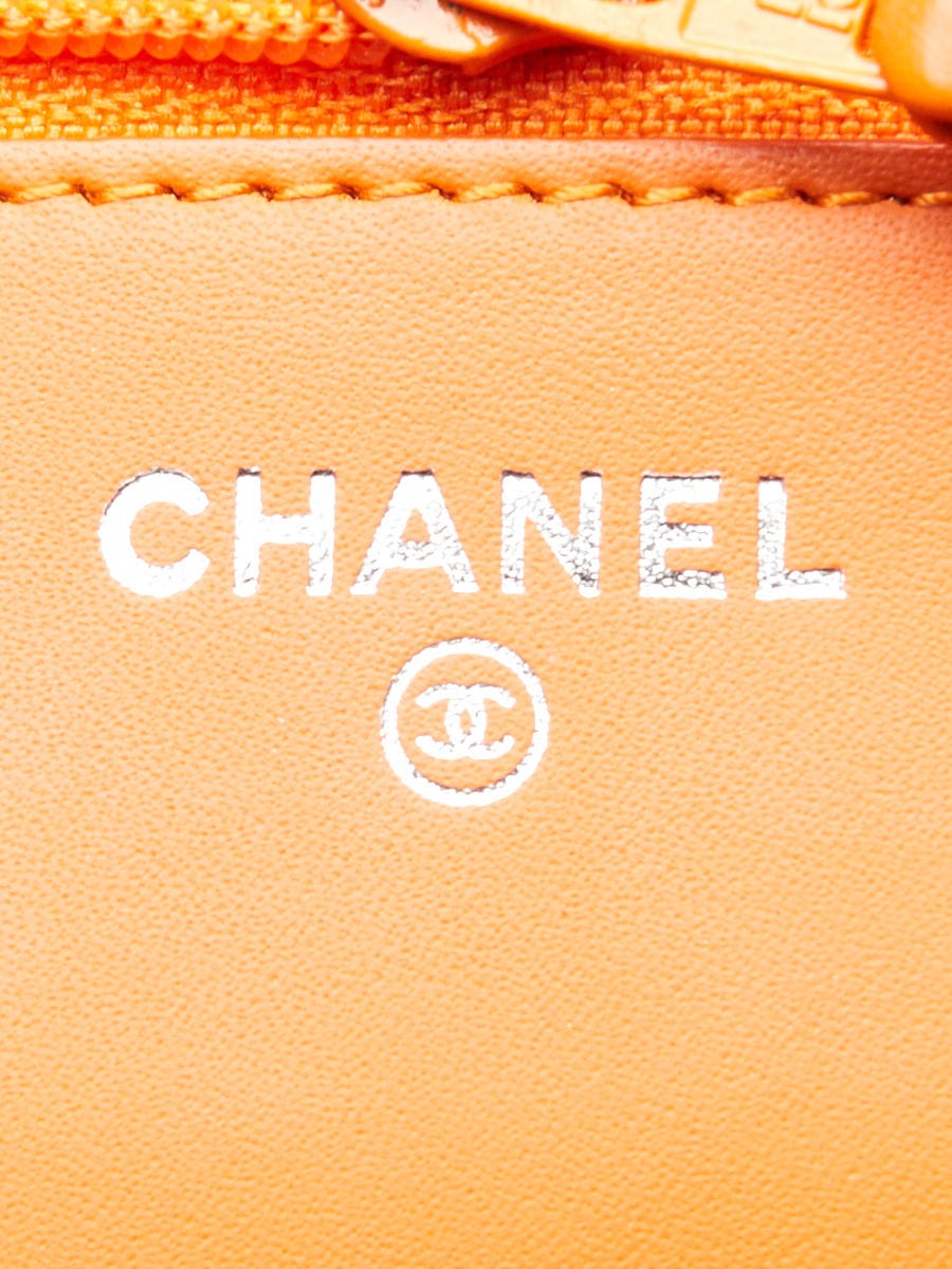 Chanel Orange Quilted Patent Leather Classic WOC Clutch Bag
