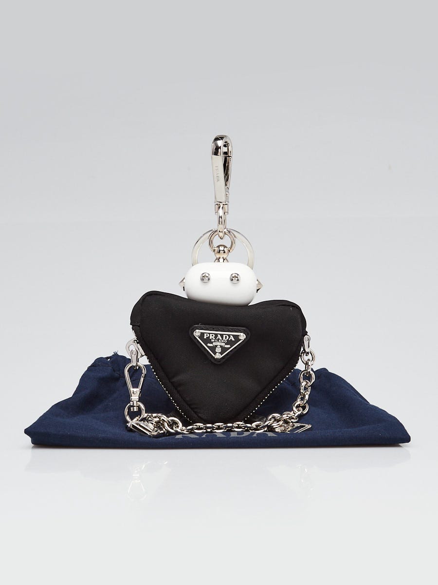 Prada トライアングル nylon Trick key chain ブラック Prada Black Tessuto Re-Nylon and ResinTrick Robot Key and Bag