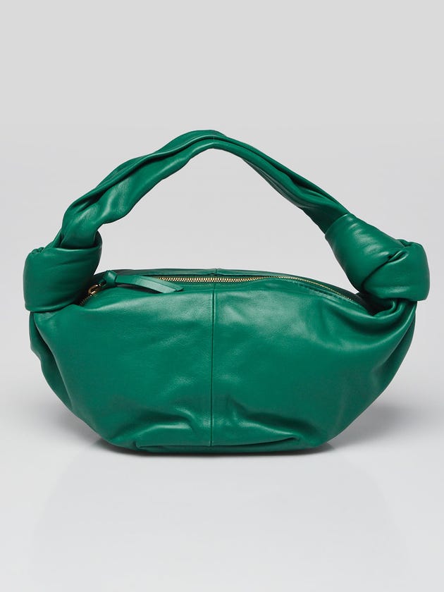 Bottega Veneta Green Leather Double Knot Mini Shoulder Bag