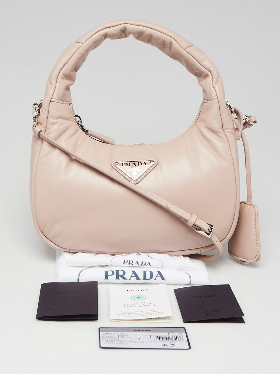 Prada Ninfea Soft Nappa Leather Mini Hobo Bag - 1BA384 | Yoogi's