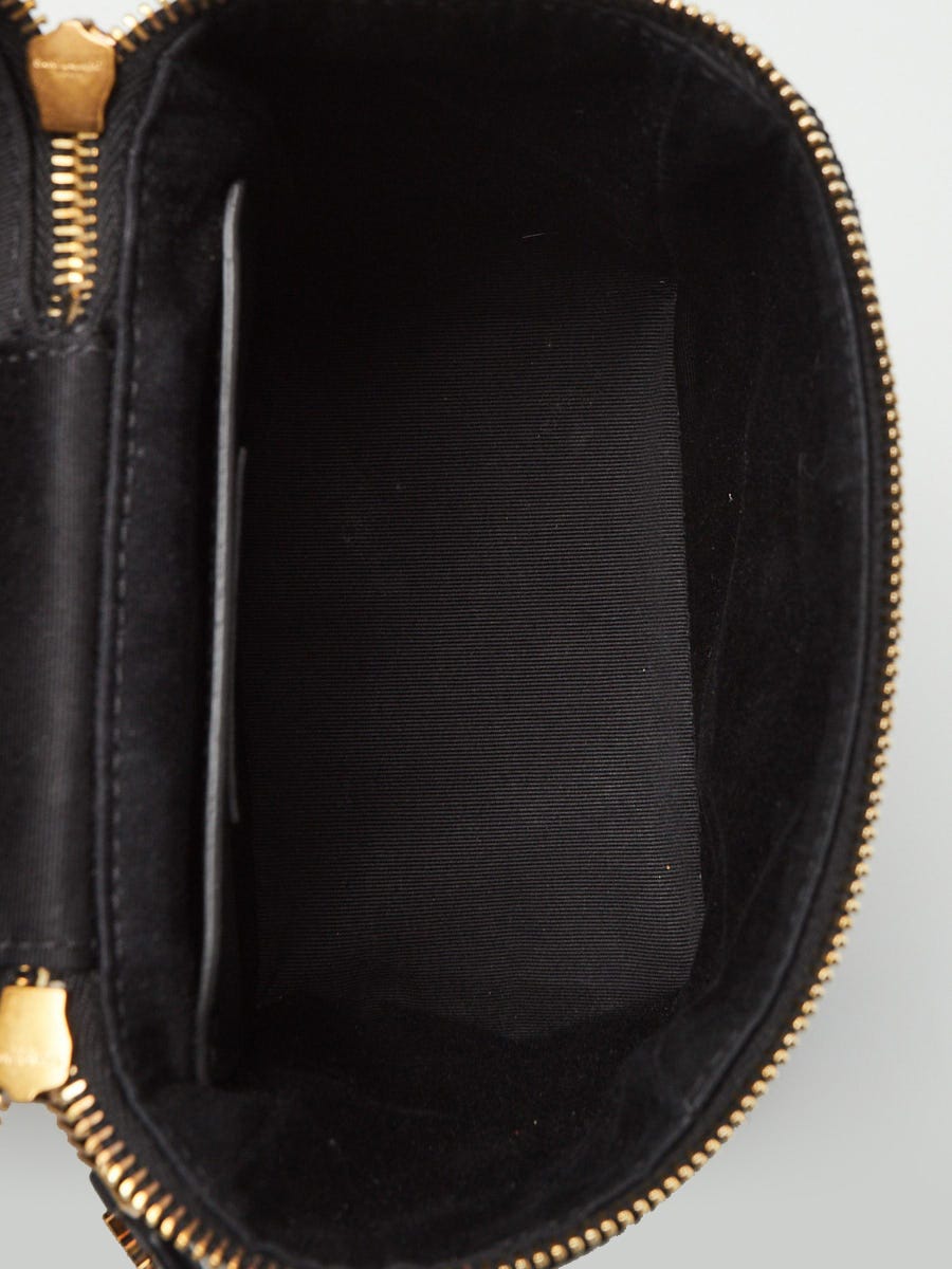 Yves Saint Laurent Black Quilted Grain de Poudre Leather 80s