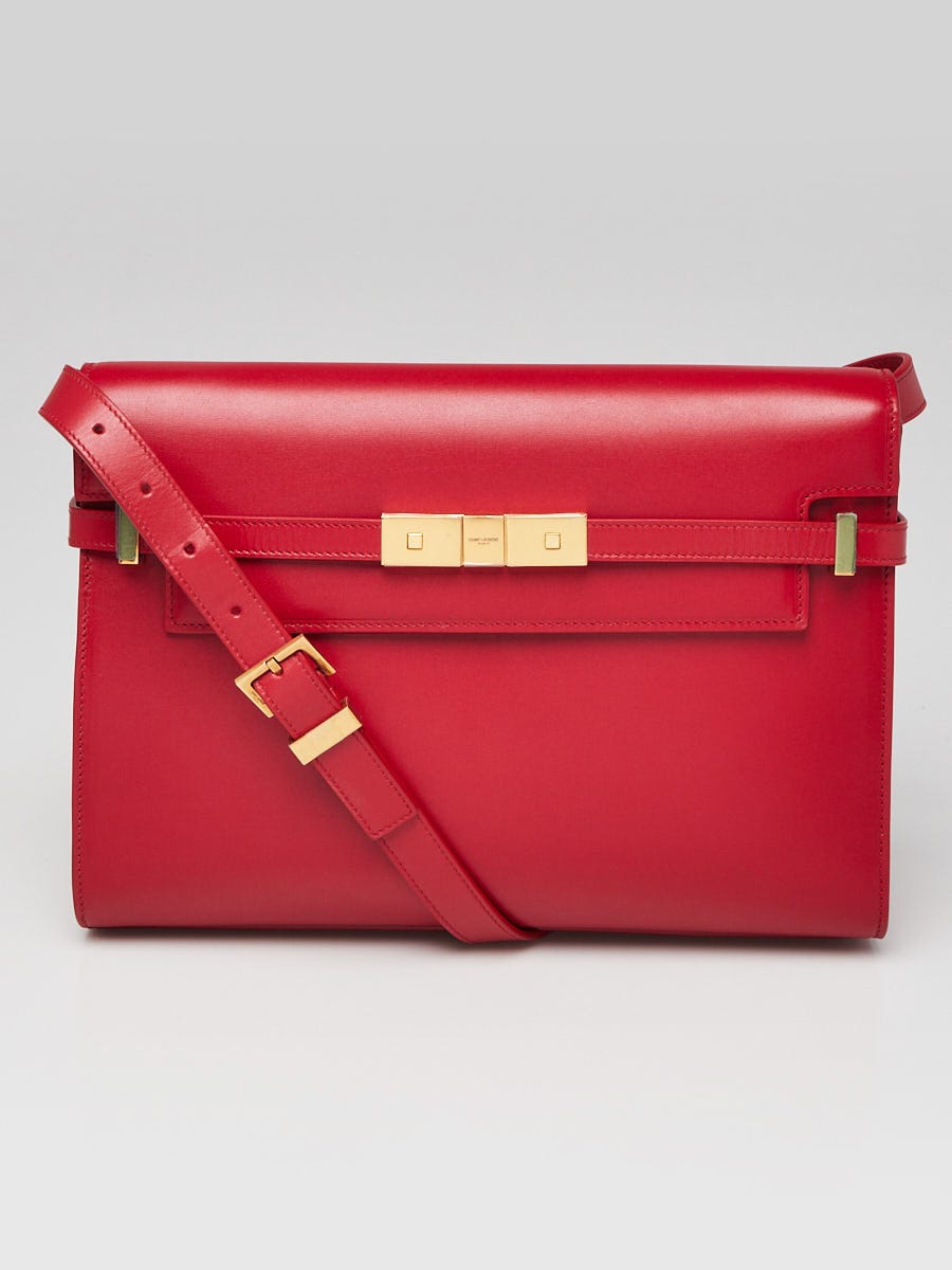 Yves Saint Laurent Red Smooth Leather Manhattan Medium Flap Bag