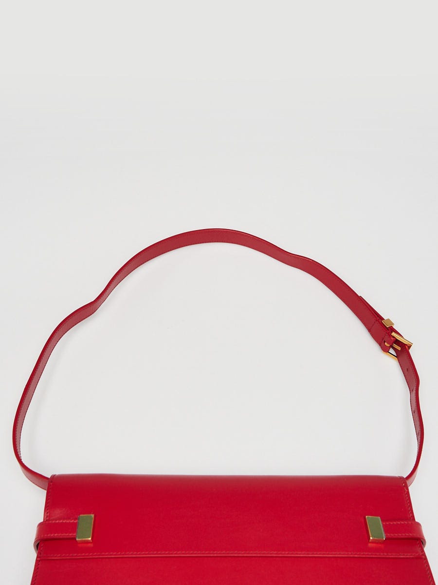 Yves Saint Laurent Red Smooth Leather Manhattan Medium Flap Bag
