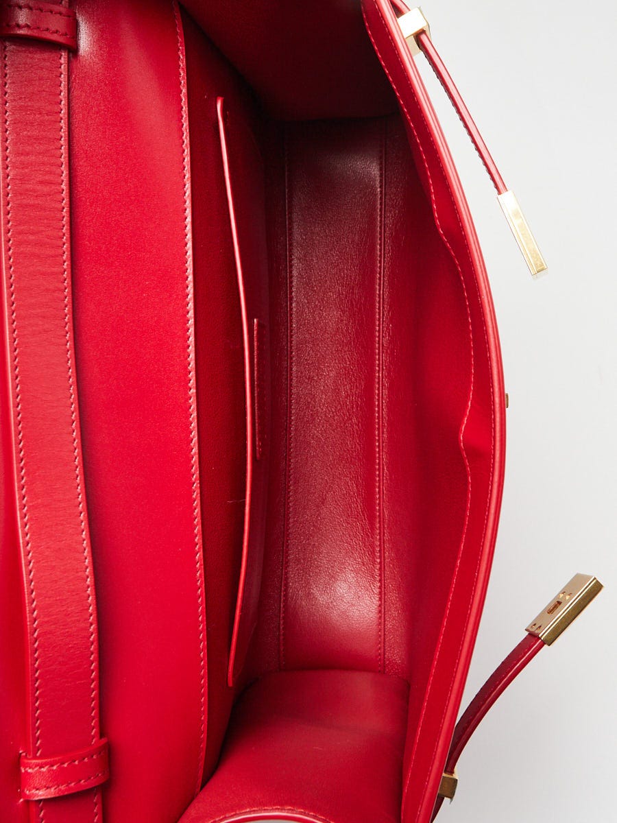 Yves Saint Laurent Red Smooth Leather Manhattan Medium Flap Bag