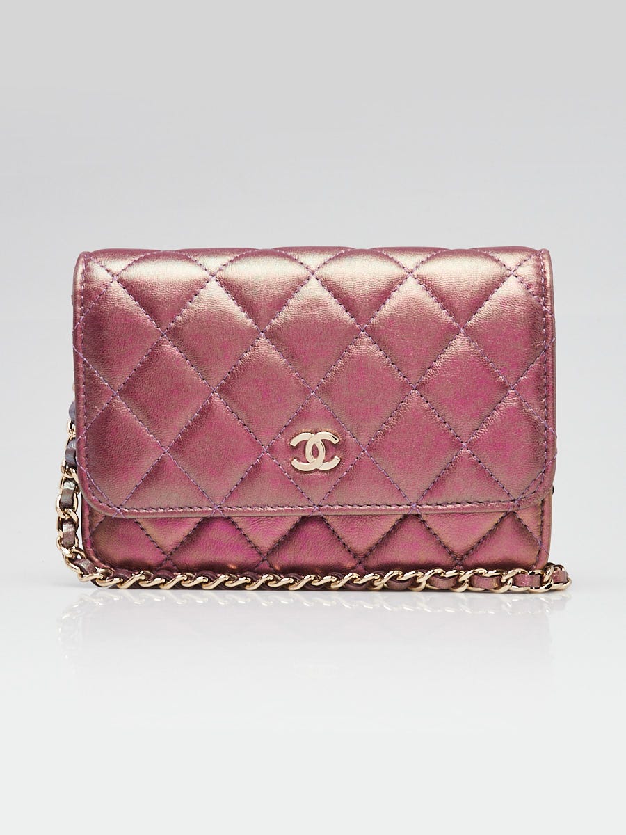 Chanel Iridescent Purple Quilted Lambskin Leather Mini WOC Clutch Bag