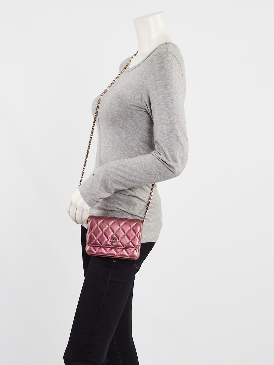 Chanel Iridescent Purple Quilted Lambskin Leather Mini WOC Clutch Bag