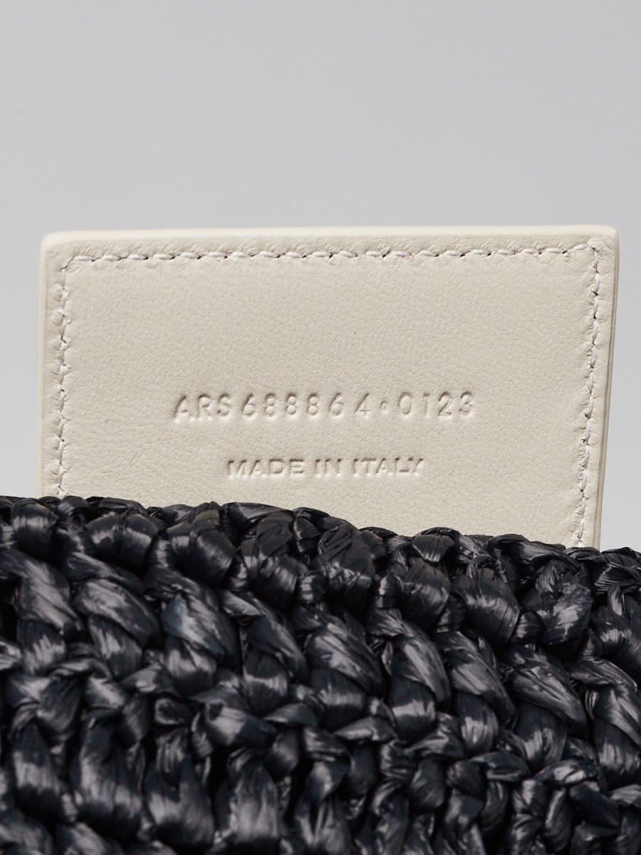 Yves Saint Laurent Black Woven Straw Rive Gauche Tote Bag
