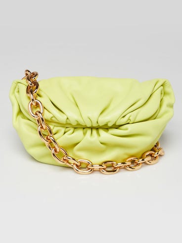 Bottega Veneta Seagrass Green Leather Pouch Chain Belt Bag