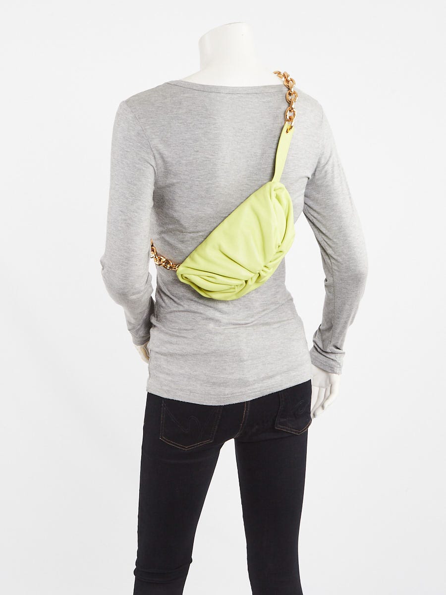 Bottega Veneta Seagrass Green Leather Pouch Chain Belt Bag