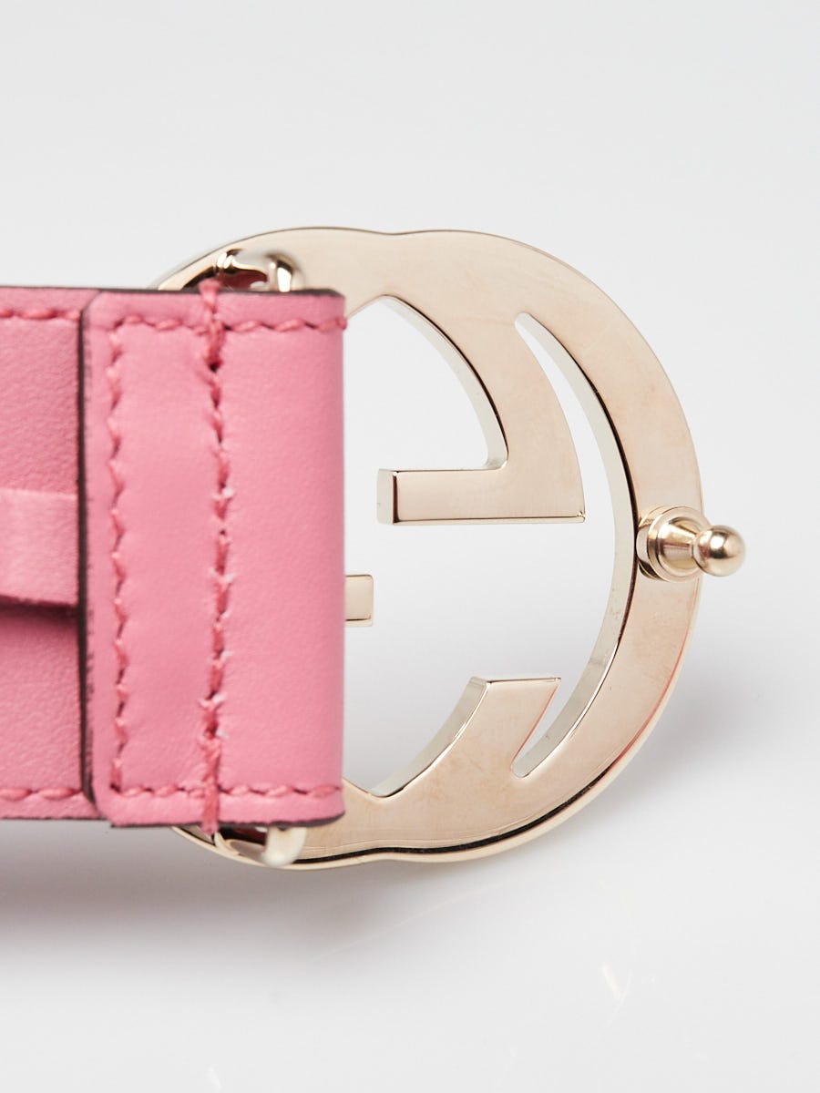 Gucci Pink Leather Interlocking G Buckle Belt Size 90/36 | Yoogi's