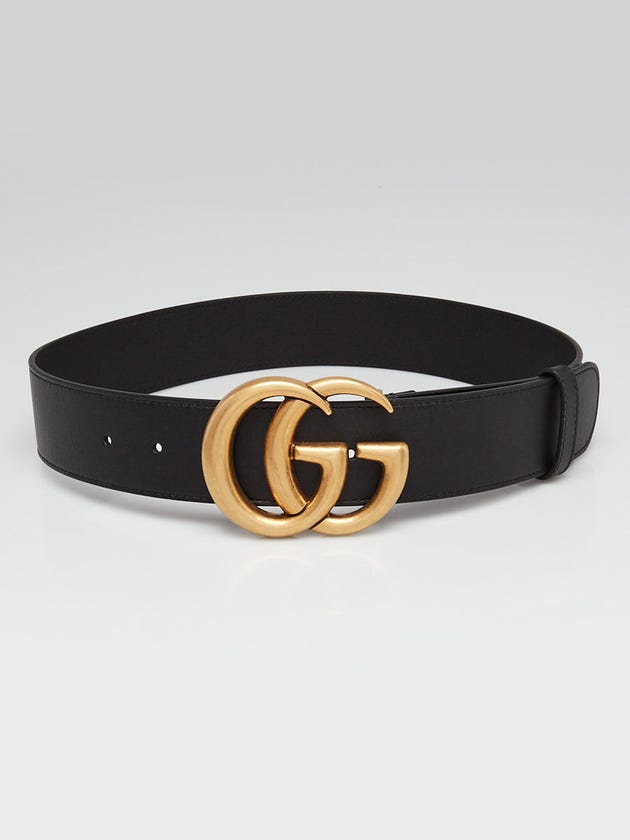 Gucci Black Smooth Leather Double G Belt Size 70/28