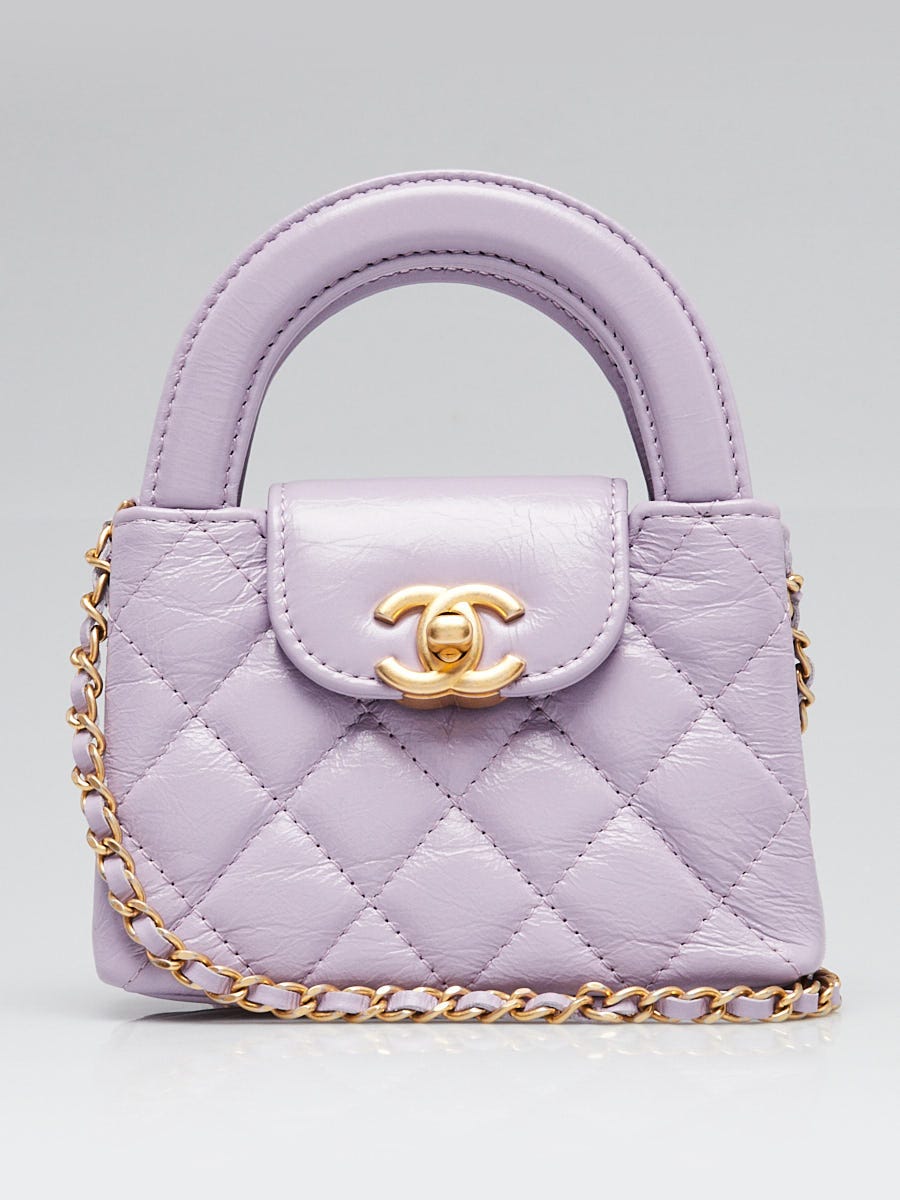 Chanel Light Purple Quilted Calfskin Leather Mini Nano Kelly Bag