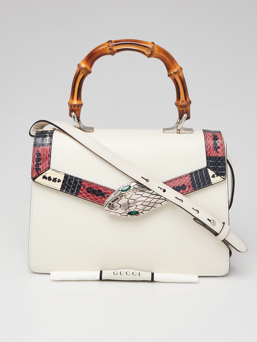 Gucci White Leather/Snakeskin Lilith Top Handle Bag | Yoogi's Closet