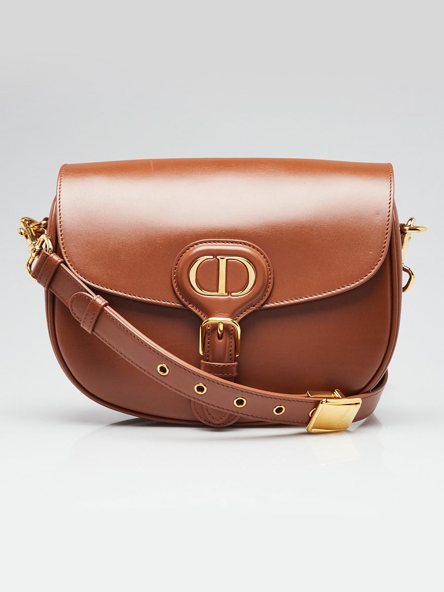 Christian Dior Dark Tan Smooth Calfskin Leather Medium Bobby