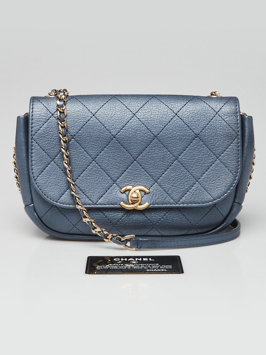 クリスマスファッション Goatskin Blue Metallic Chanel Leather Trip Casual Stitched バッグ