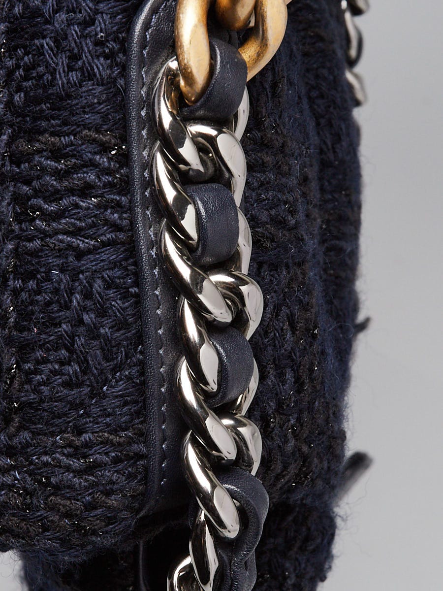 Chanel Navy Blue Wool Tweed Chanel 19 Maxi Flap Bag | Yoogi's Closet
