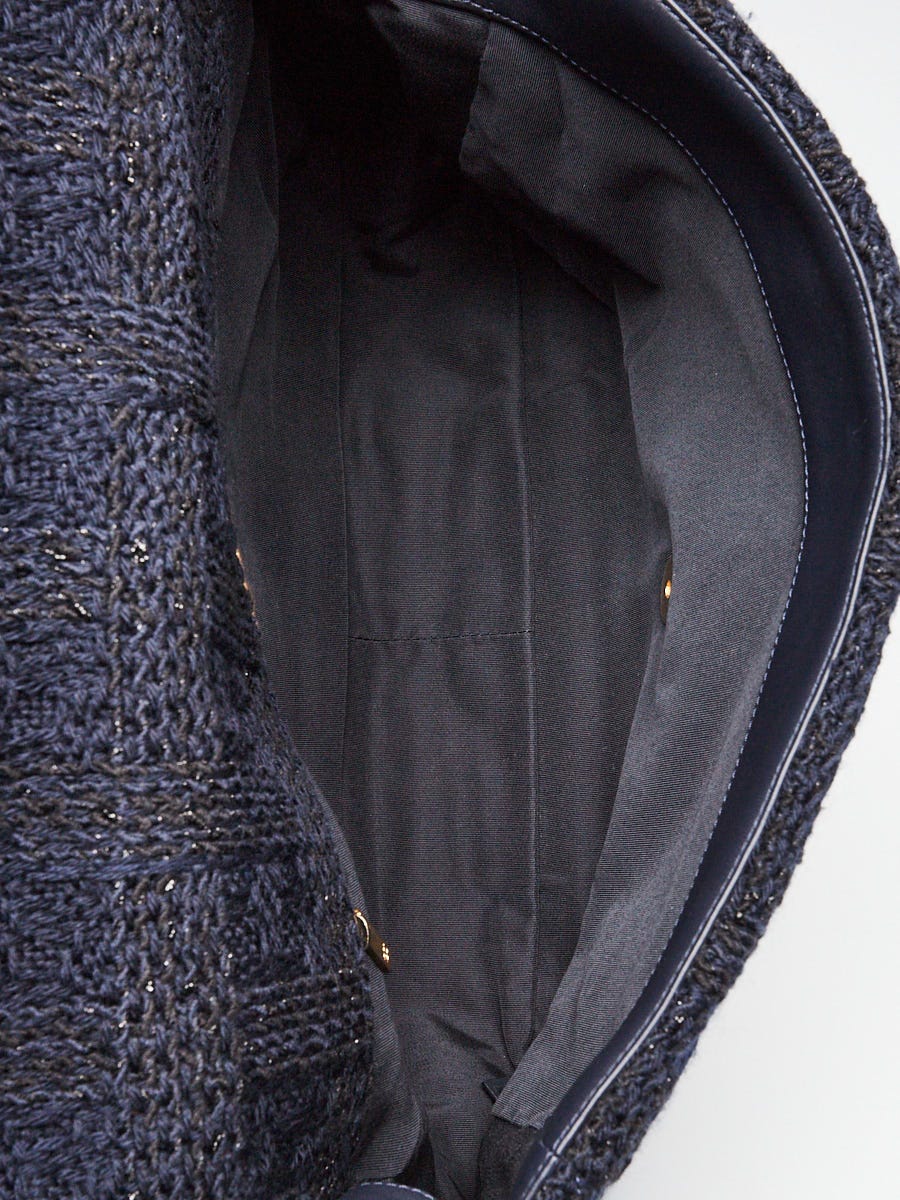 Chanel Navy Blue Wool Tweed Chanel 19 Maxi Flap Bag | Yoogi's Closet