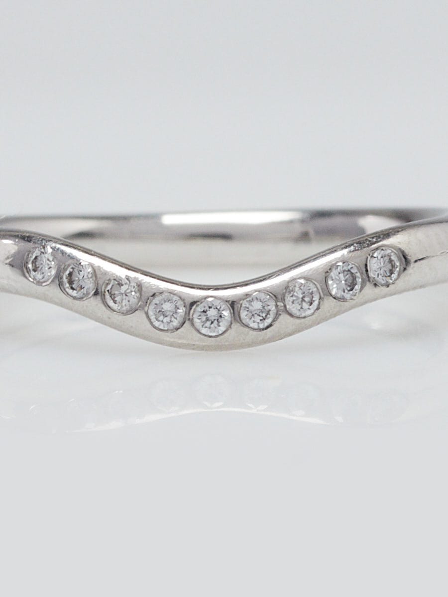 Tiffany 
Co. Platinum and Diamond Elsa Peretti Ring Size 5