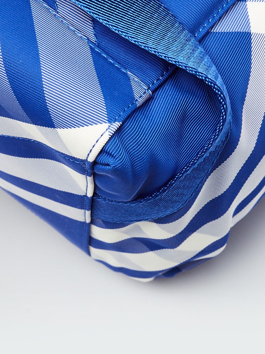 Burberry Blue/White Check Nylon Knight Roll Backpack Bag Burberry Blue/White Check Nylon Knight Roll Backpack Bag
