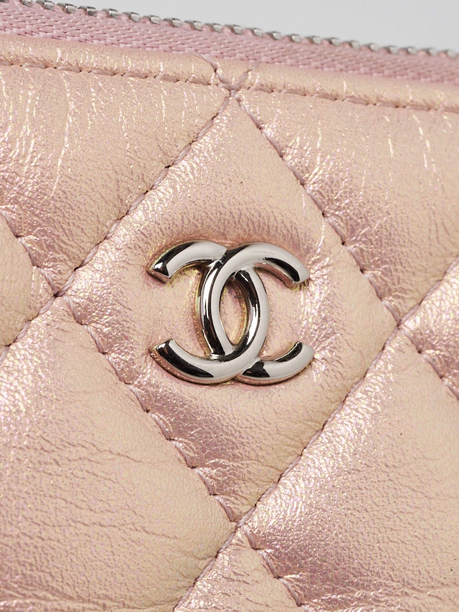 Chanel Pink Quilted Iridescent Lambskin Leather Mini O-Case Zip
