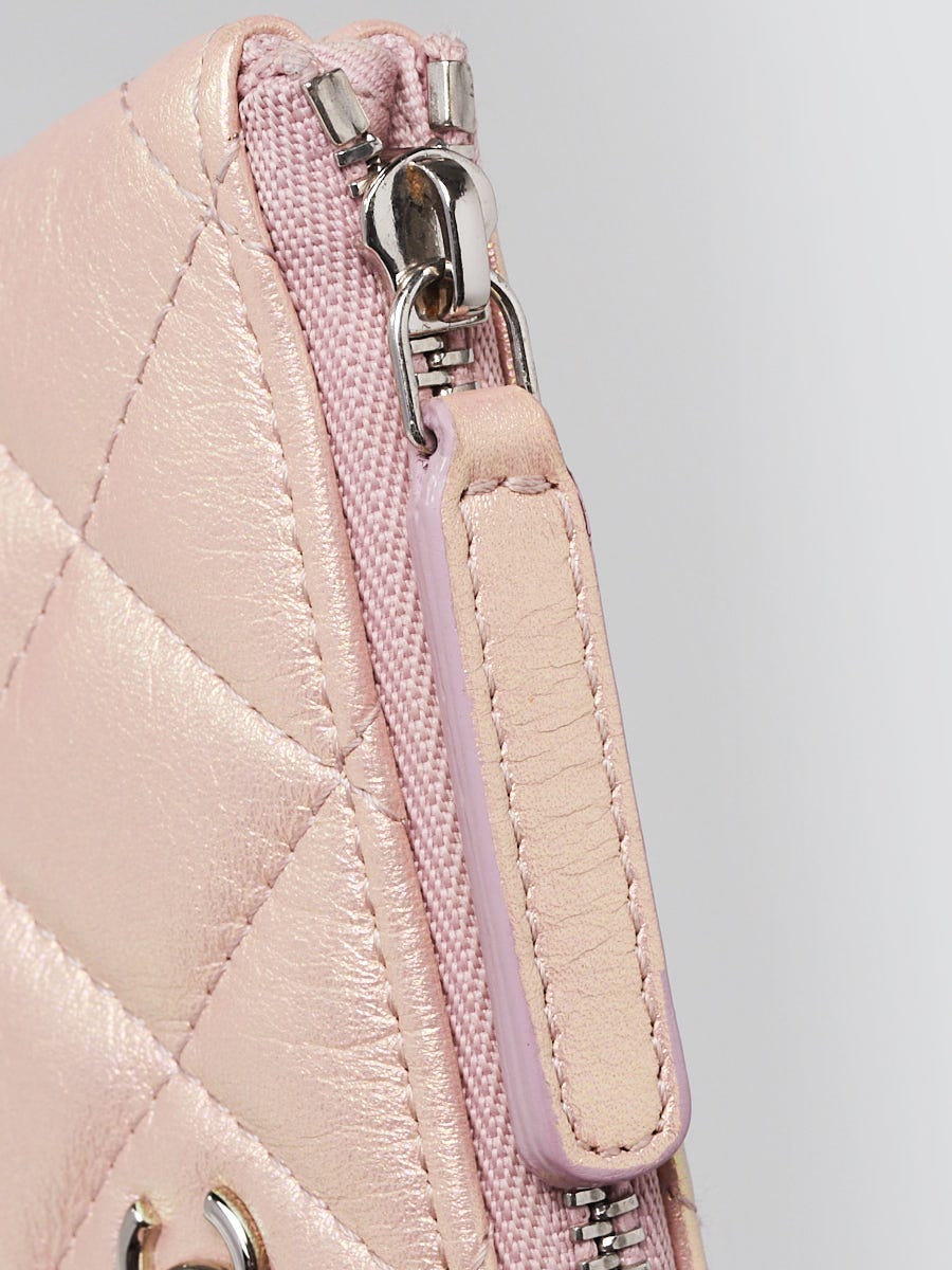 Chanel Pink Quilted Iridescent Lambskin Leather Mini O-Case Zip