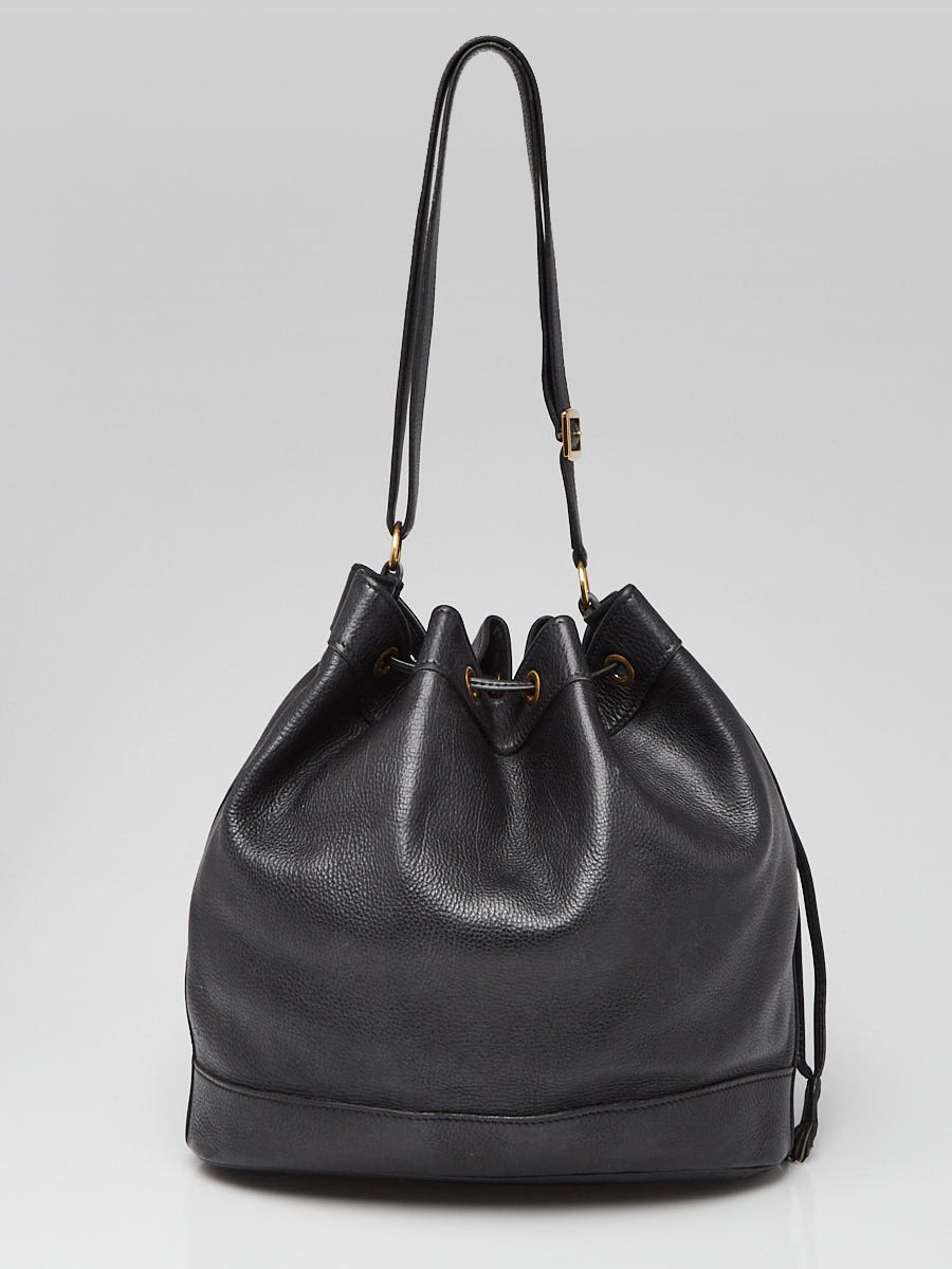 Hermes 27cm Black Clemence Leather Market Bag | Yoogi's Closet