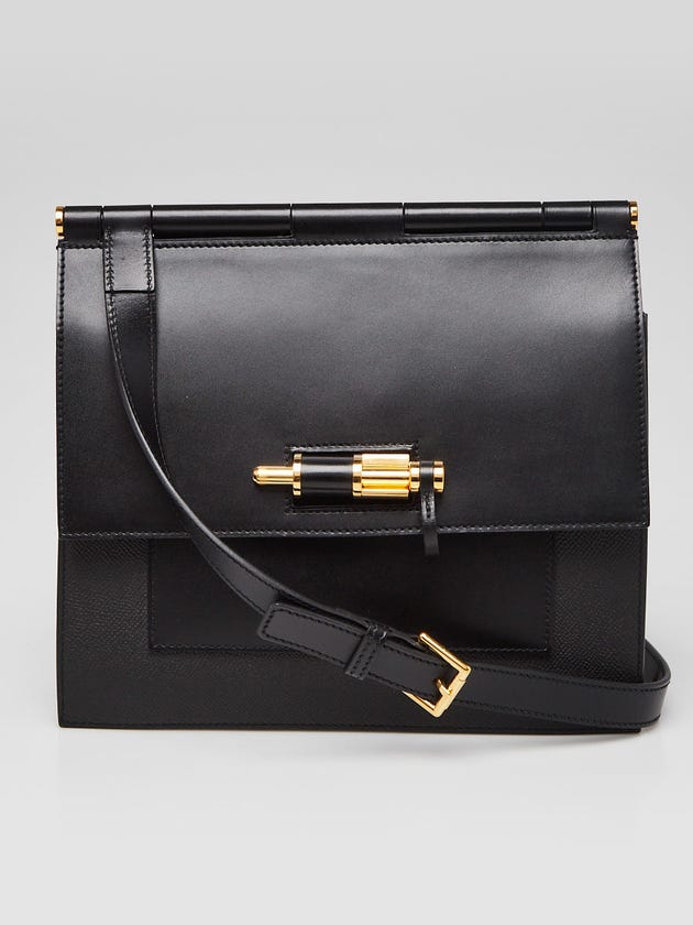 Hermes 24cm Black Epsom Leather Gold Plated Sacabar Bag