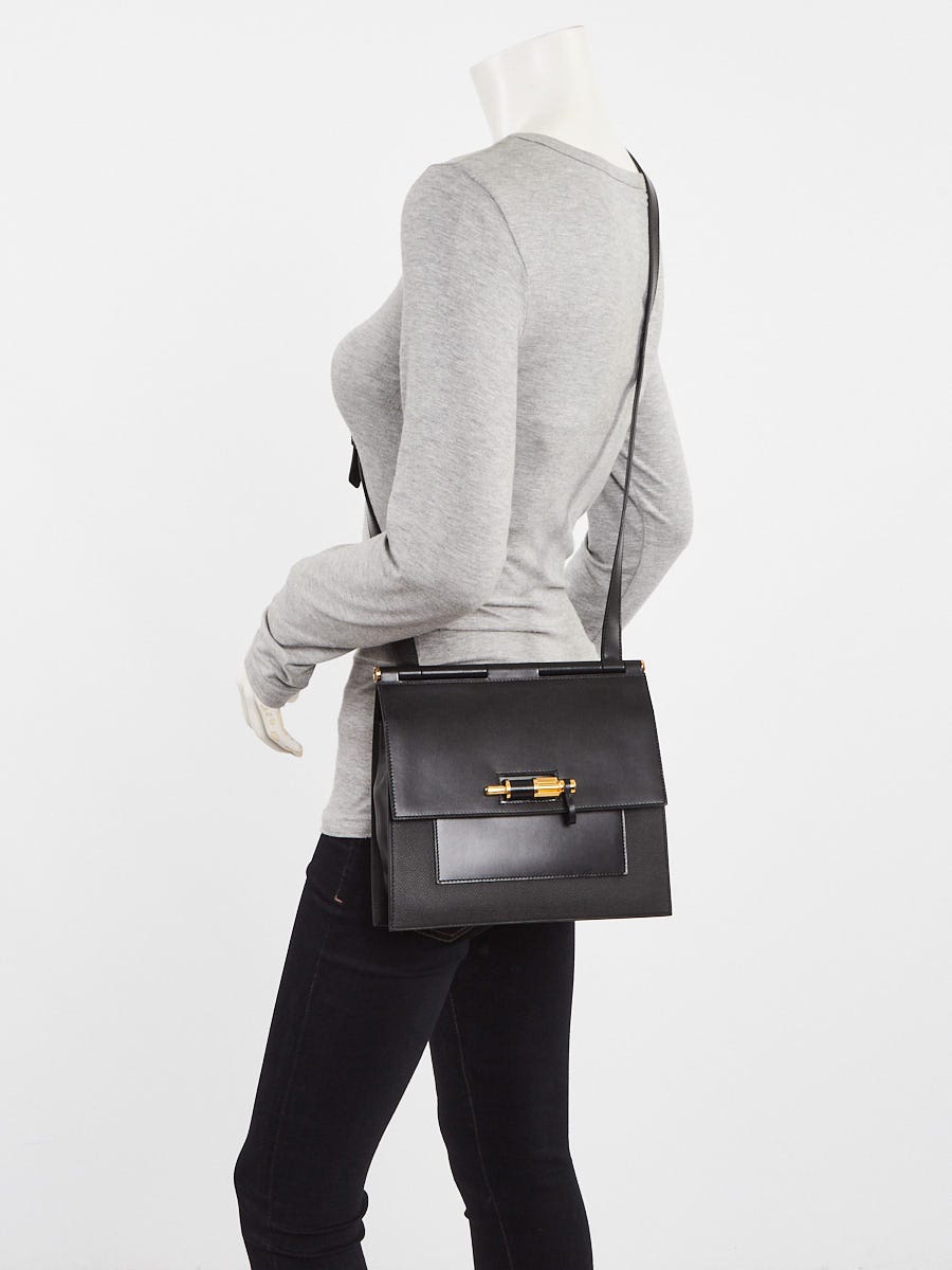 Hermes 24cm Black Epsom Leather Gold Plated Sacabar Bag