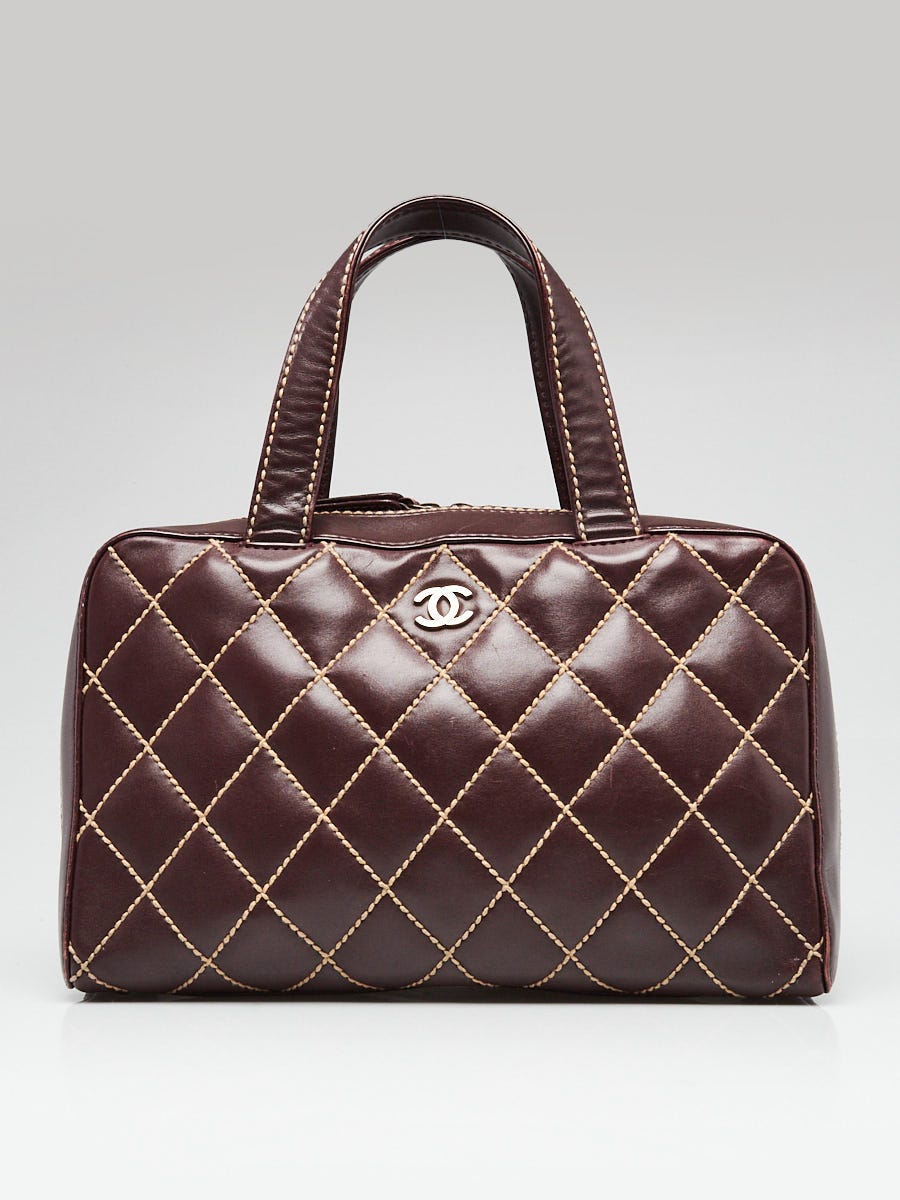 Chanel Burgundy Quilted Leather Wild Stitch Large Satchel Bag