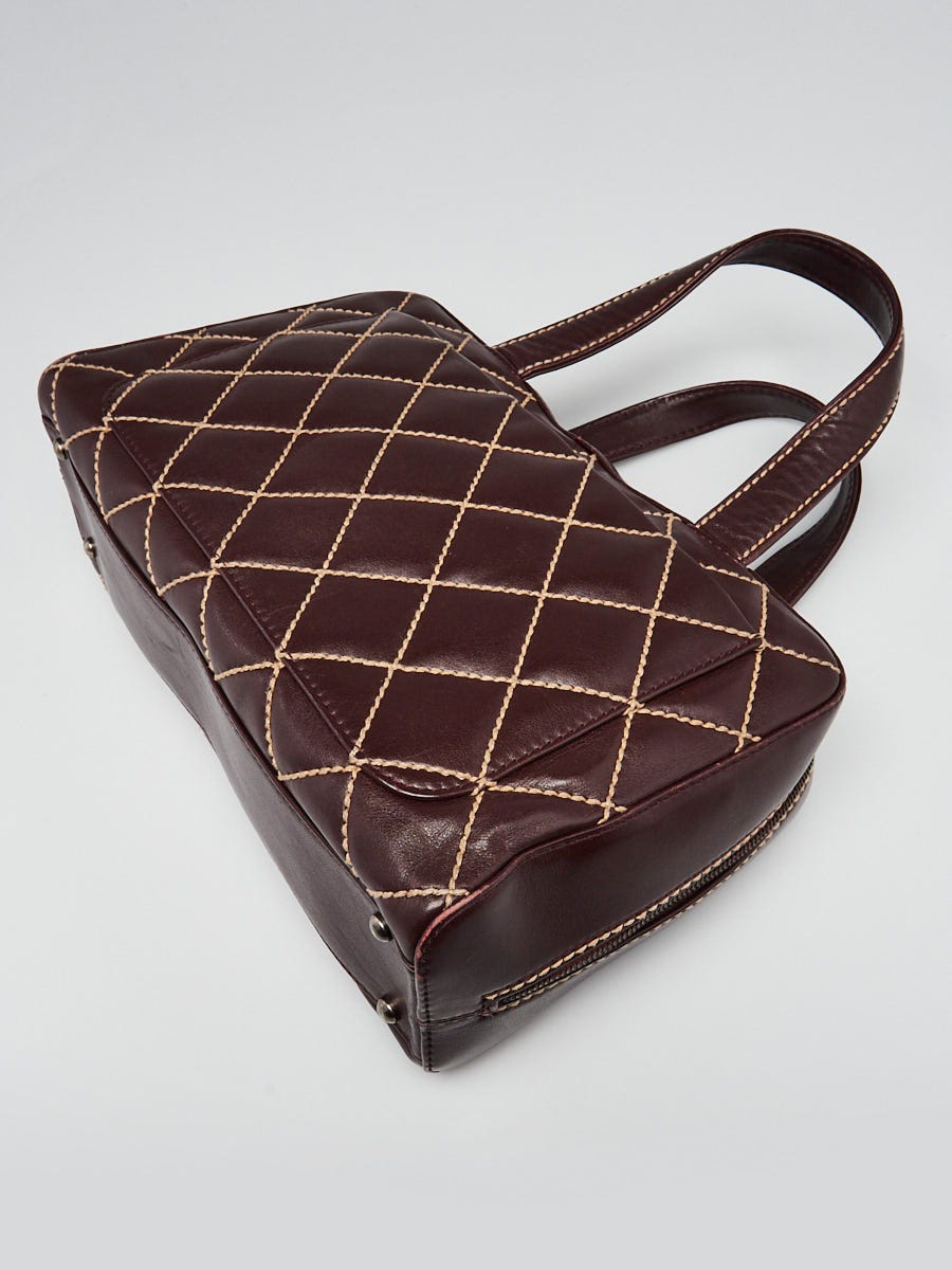 Chanel Burgundy Quilted Leather Wild Stitch Large Satchel Bag